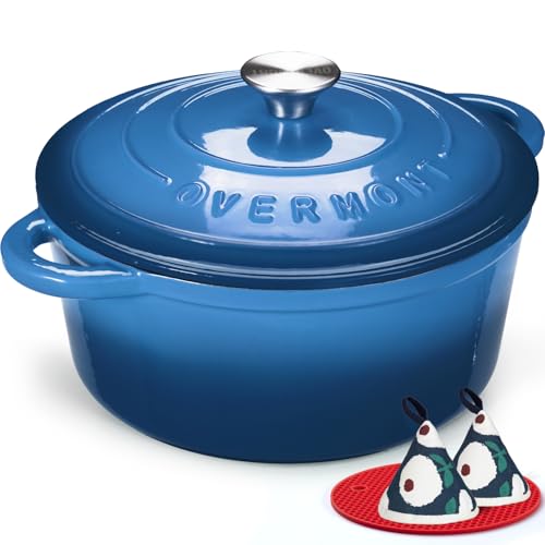 Overmont Enameled Cast Iron Dutch Oven - 7QT Pot with