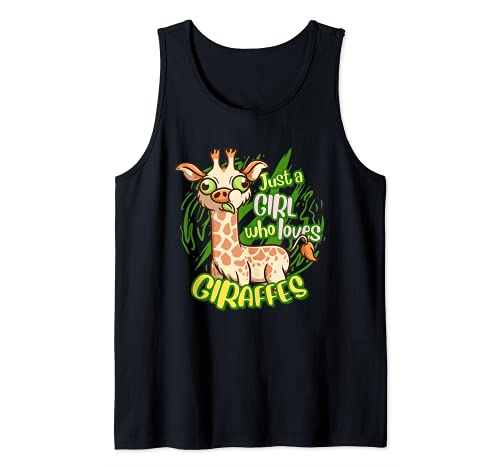 Cute Giraffe Just A Girl Who Loves Giraffes Tank Top, Black