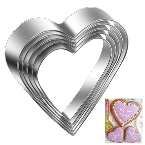 Dimeho 5 Stück Ausstechformen Herz Set Edelstahl Keksausstecher Set Ostern Plätzchen Gebäck Ausstecher Mini Lustig Ausstechform DIY Fondant Förmchen für Backen Keks Kochen Urlaub Party Küchenhelfer