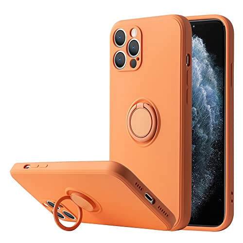 Coque silicone iPhone 11 orange avec support bague pour éviter les chutes