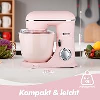 Kitchen in the box Küchenmaschine, 4,5 L & 5 L Knetmaschine, 10+P Geschwindigkeits Teigmaschine mit Knethaken, Rührhaken und Schneebesen, 1300 W, Rosa – Ansicht 6