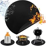 Feuerschale Matte, Feuerfeste Unterlage, Schwarz, 50cm, Wiederverwendbar, Feuerfest, BBQ Grill Schutzmatte, Für Solo Stove, Tischgrill Kleingrill, Hitzeschutz Unterlage