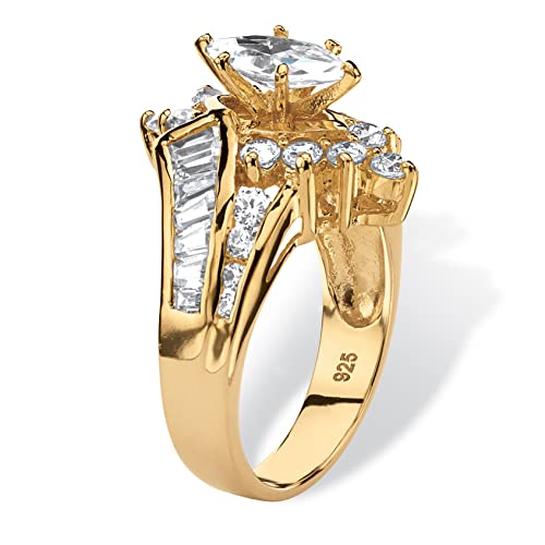 Palm Beach Jewelry 3.20 TCW Marquise-Cut Cubic Zirconia Ring in Gold-Plated Sterling Silver2