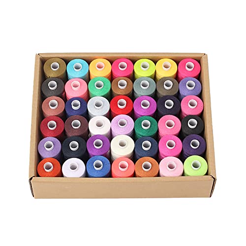 Conjunto de hilos para coser, 42 colores, 1000 yardas por bobina, hilo de algodón y poliéster para máquina de coser y costura manual