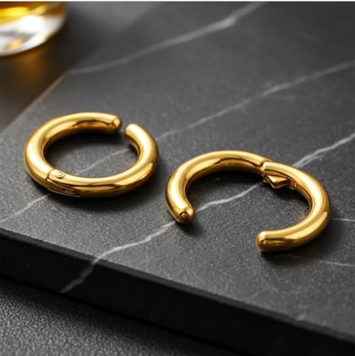 Image of Trendy Stainless Steel Clip On Hoop Earring, Non-Piercing, Small Round Ear Cuff, for Men, Women, Boys and Girls, 1 Pair