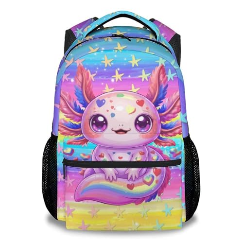KNOWPHST Axolotl Backpack for Girls Kids - Kids School Bag 17 Inch Toddler Bookbag Kindergarten Elementary Student