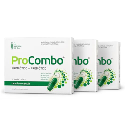 ProCombo Prebiótico y Probiótico para la Salud Intestinal 200 mil millones de UFC, 30 cápsulas (Pack de 3 unidades)