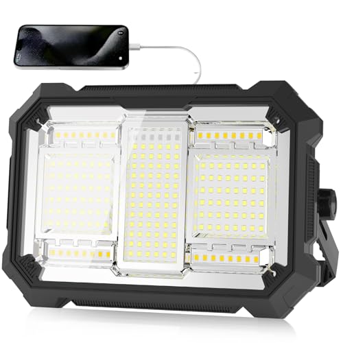 400W 32000MAh Rechargeable Work Light 206 LED 32000LM Portable Flood Light with Standinfinitely dimmable function IP66 Waterproof 4 Modes LED Job Site Lighting Flashlights for Mechanic Car Repair
