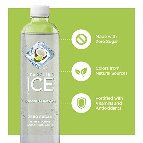 Image of Sparkling Ice, Coconut Limeade Sparkling Water, Zero Sugar Flavored Water, with Vitamins and Antioxidants, Low Calorie Beverage, 17 fl oz Bottles (Pack of 12)