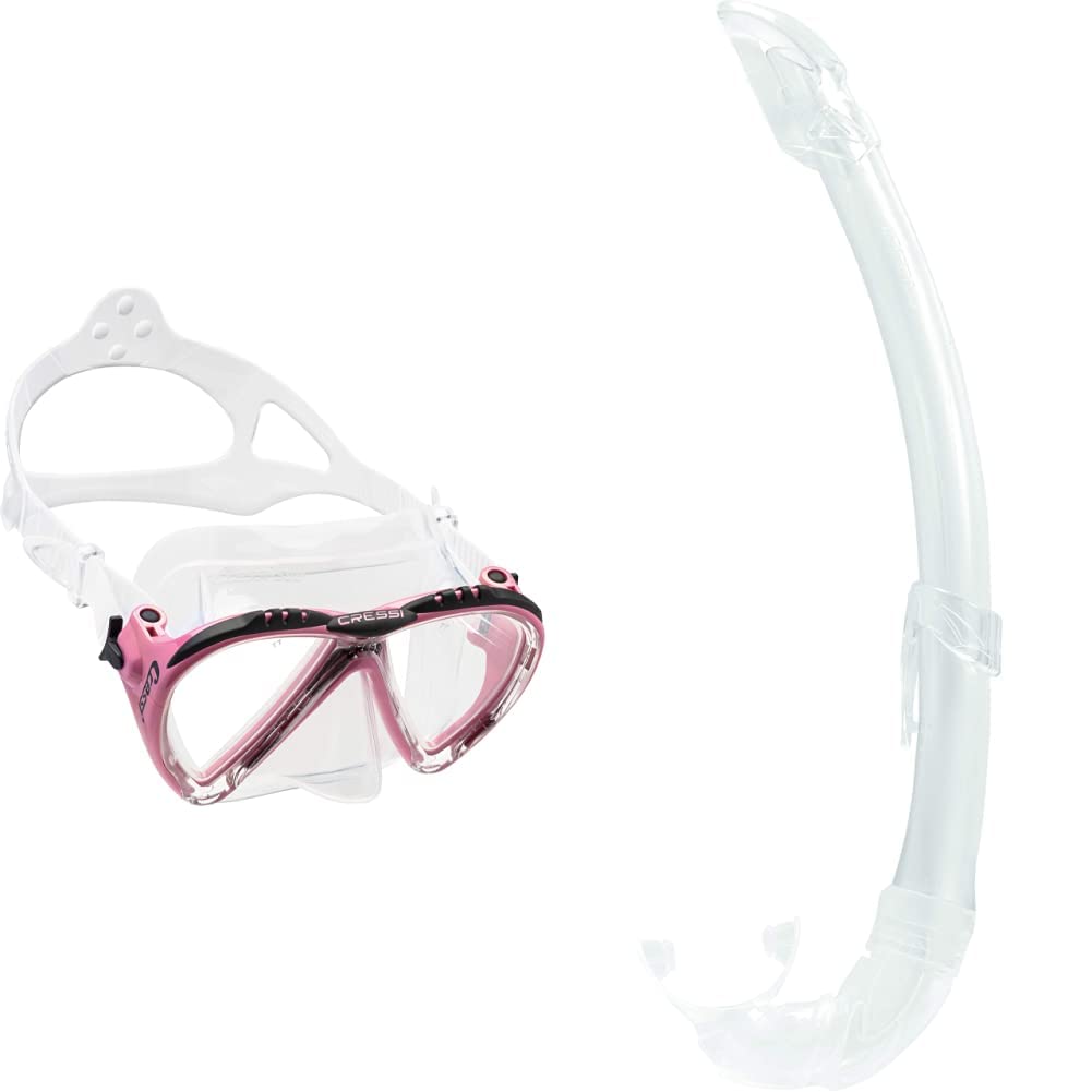 Cressi Lince, Maschera Unisex & ndash; Adulto, Trasparente/Rosa & Mexico, Tubo Snorkel per Immersioni, Apnea, Snorkeling Unisex Adulto, Trasparente, Unica