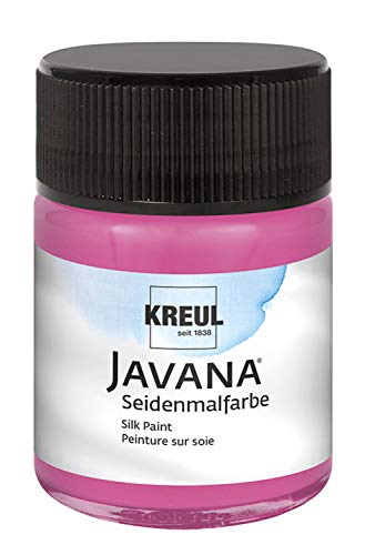 KREUL 8174 - Javana Seidenmalfarbe im 50 ml Glas, magenta, hochpigmentierte und brillante Farbe auf Wasserbasis, mit fließend flüssigem Charakter, dringt tief in die Fasern ein