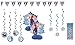 Frozen Birthday Party Supplies Bundle Decorations includes 1 8ft Flag Banner, 2 Mini Centerpieces, 7 Hanging Swirl Decorations