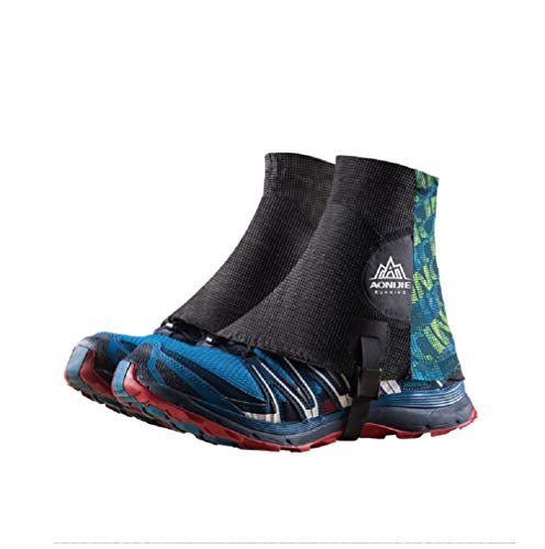 AONIJIER Schutzgamaschen für Laufsport, sanddicht, für Outdoor, Triathlon, Marathon, Wandern, reflektierend, 1 Paar, Grün - schwarz / grün - Größe: Small Cover