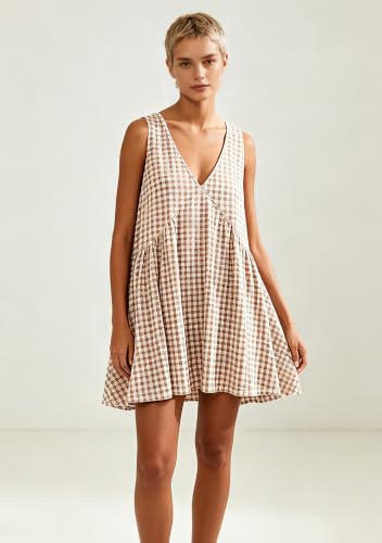 Image of Sleeveless Mini Dress for Women 2026 Summer Casual V Neck Sundress Loose Babydoll Dress with Pockets