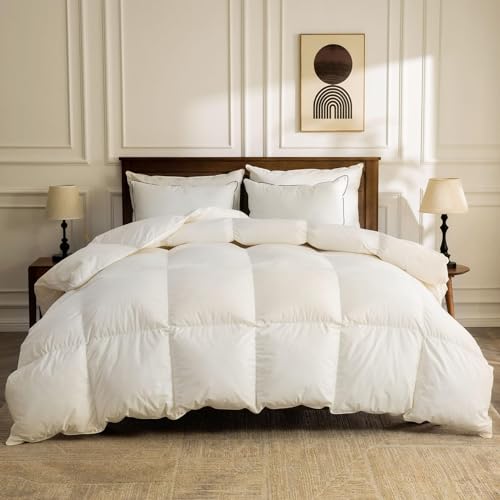 BPC Lightweight Organic Feather Down Comforter California King, Hotel Luxury