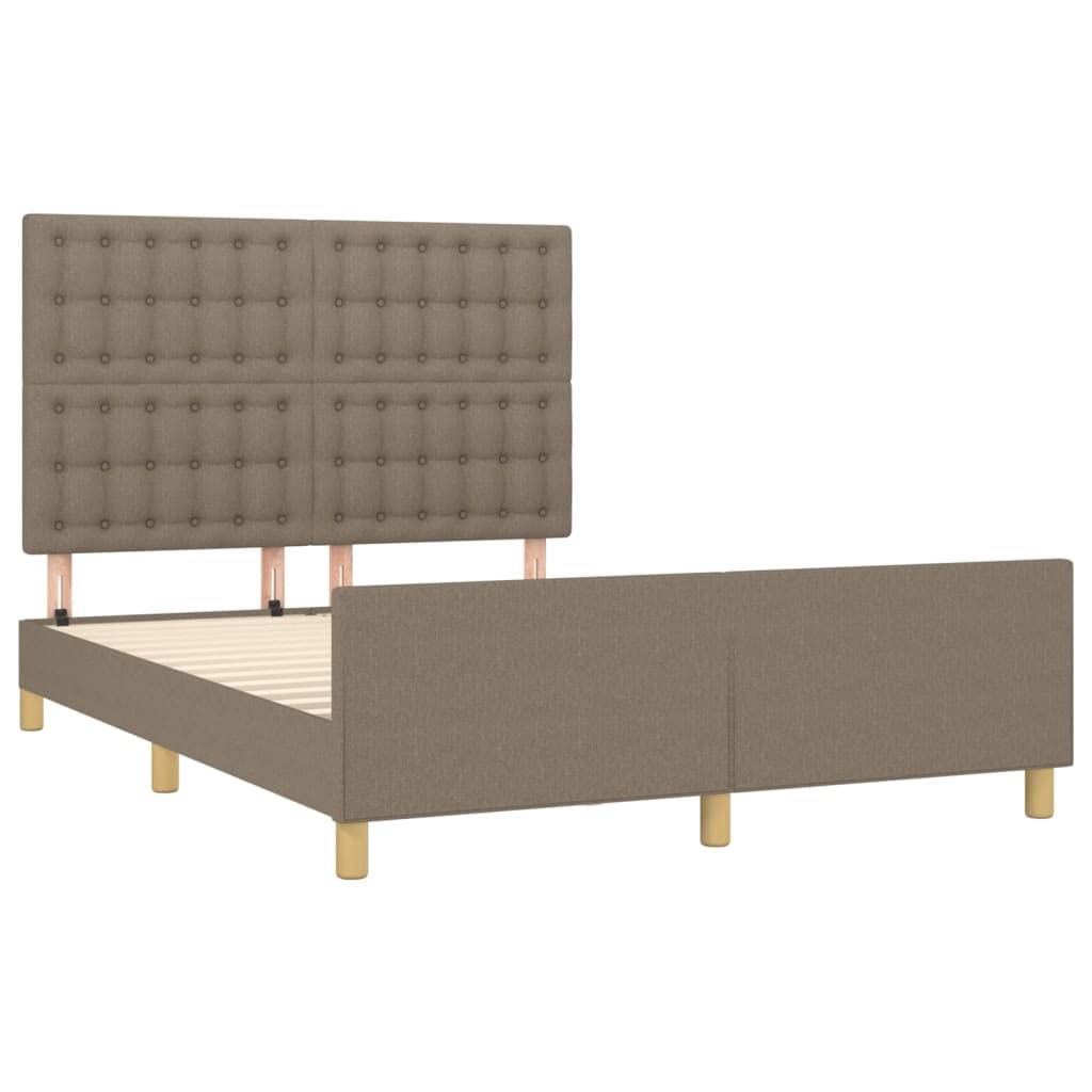 Betten Taupe 140 x 190 cm, letto con testiera regolabile in altezza e legno di larice, massiccia, per camera da letto, camera dei ragazzi, camera degli ospiti