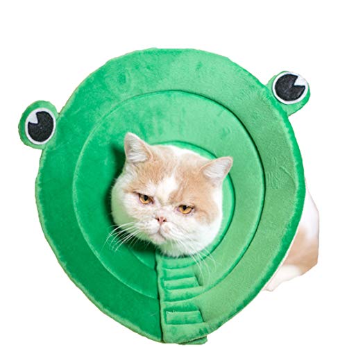 VICTORIE Mascota Collar Recuperación Cuello Protector heridas Evita Lame Tocando arañazos Lesiones cirugía para Gatos Perros Verde Rana M