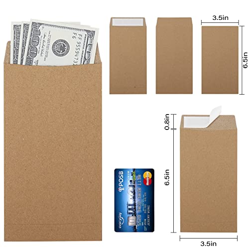 100 Pack Cash Envelopes Self Adhesive 6.7X3.5 Inch, Fit For Envelope Money Saving Challenge, Kraft Paper 120 Gsm Thick Money Envelopes For Cash, Budgeting, Cash Tips, Check, Coin & Tickets #TOP1