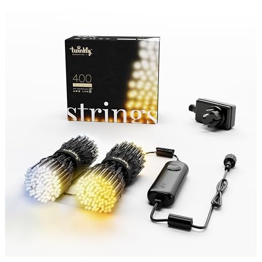 Twinkly Strings 400 LED Weiß, LED-Lichterkette für Draußen und Drinnen, LED-Lichter von Warm bis Kalt, Kompatibel mit Alexa und Google Home, IP44, Weihnachtsdeko, App-Steuerung, Schwarzes Kabel, 32m