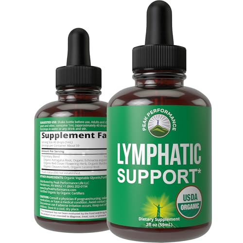 USDA Organic Lymphatic Drainage Drops. Sugar Free, Tasty 6-in-1 Lymph System Support for Detox, Cleanse. Vegan Supplement with Astragalus, Echinacea, Red Clover, Cleavers Herb, Licorice & Burdock Root