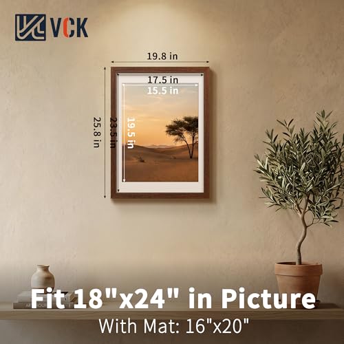 Image of VCK 18x24 Frame 5 Pack, Brown Exclusive Wood, 16x20 Mat, for Picture