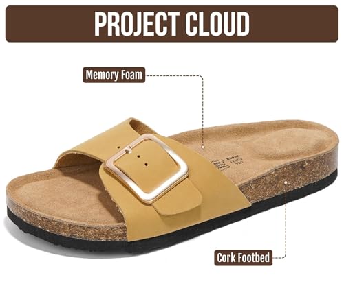 Image of Project Cloud 100% Genuine Leather Sandals Women Dressy Beach Essentials Slides for Women Footwear - Lightweight with Memory Foam Insole Sandals for Women 2026 - Womens Slides