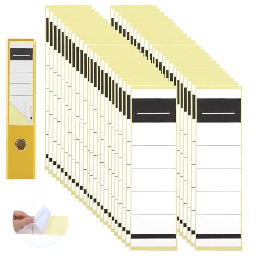 50 PCS File Label Sticky 7.48 X 2.13 Folder Spine Stickers Self Adhesive File Back Labels Blank Folder Stickers to Write Writable Sticker Binder White Name for Office Library Archiving (Black White)