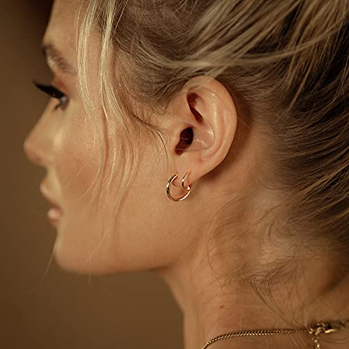 Spiral Hoop Twist Double Earrings - 14K Helix Spiral Earrings, Double Piercing Earrings, Faux Double Hoop Earrings, Tiny Twist Earrings for Women2