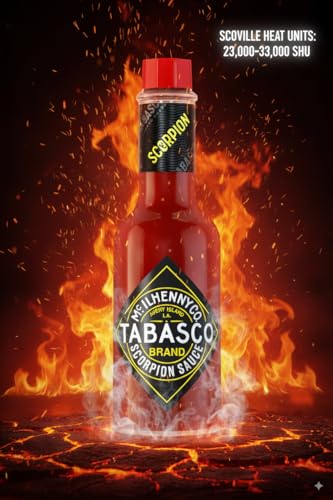 TABASCO Scorpion Sauce - SEHR scharfe soße, 60ml Glasflasche - Scoville-Wert: 23.000-33.000 - 20x schärfer als der Durchschnittliche hot Sauce - 100% natürliche Zutaten