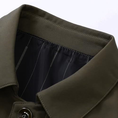 Allthemen Men's Lightweight Casual Jacket Classic Loose Fit Lapel Button Coat Solid Color Khaki XL - Image 3