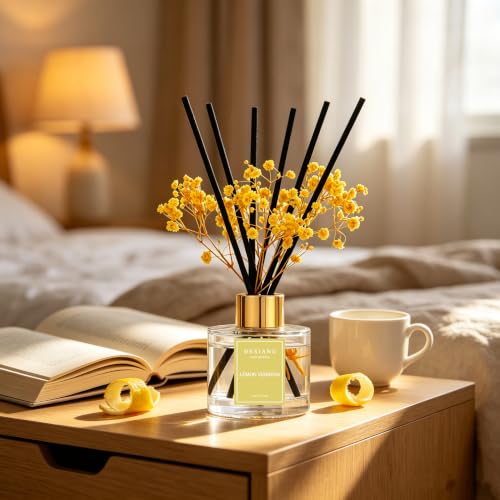 Reed Diffuser Set,3.38 fl oz (100 ml) Lemon Verbena Oil Diffusers with 6 Reed Sticks for Bathroom Shelf Decor Home Fragrance Reed Diffuser - image 5