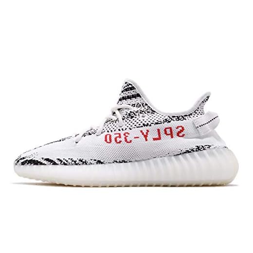 adidas Men's Yeezy Boost 350 V2, White/CORE Black/RED, 9.5 M US