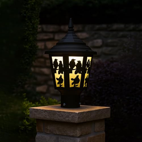 Image of SINOMAN Exterior Outdoor Gate Lamp Light Outdoor Post Light, Matt Black Pillar Lamp Fixtures Bird Design Perfect for Patio Porch Garden and Gate Post Decor (Bulb Not Included) (Pack of 1)