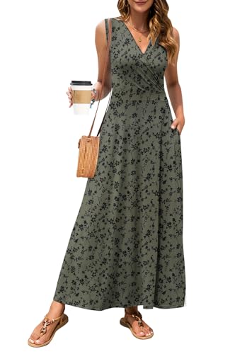 Image of MISFAY Women Maxi Dress Sleeveless Wrap V Neck Summer Boho Casual