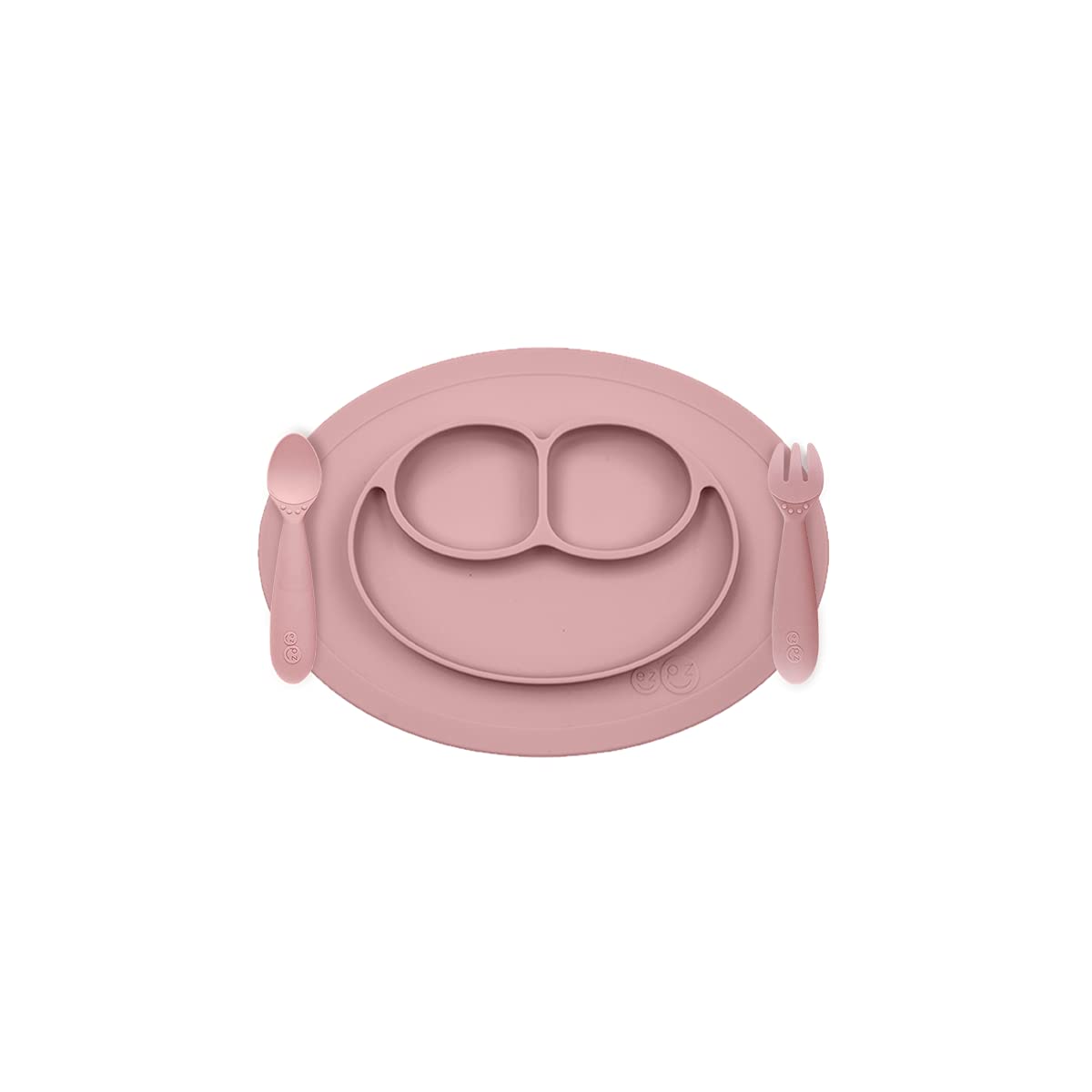 ezpz Mini Feeding Set - 100% Food Grade Silicone Suction Plate, Spoon & Fork for Infants + Toddlers for Highchair, Dining Table - Promotes Baby Self-Feeding - Microwave Safe - 12 Months+ (Blush)-image-42
