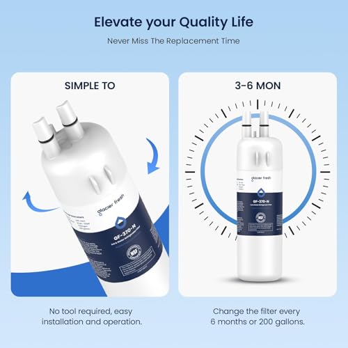 Image of GLACIER FRESH Refrigerator Water Filter Compatible with W10295370A, EDR1RXD1, WHR1RXD1, KAD1RXD1, Filter 1, W10295370, P4RFWB, P8RFWB2L, 46-9930, 46-9081 Refrigerator Water Filter 4 Pack