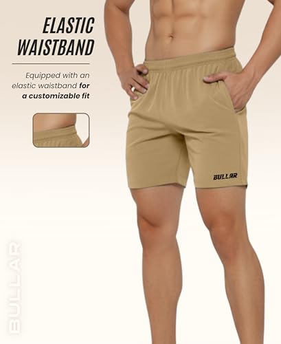 Image of BULLAR Premium Polyester Training Shorts Combo, Gym wear, Running, Sports,Workout Dryfit, Quick Dry Shorts with Drawstring
