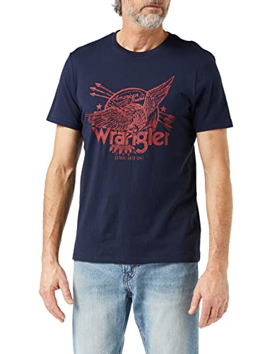 Wrangler Americana Tea T-Shirt, Blu Navy, M Uomo