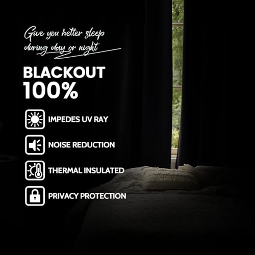Yakamok Room Darkening 100% Blackout Curtains Grommet Window Treatments with 2 Thick Layers-Purple Thermal Insulated Drapes Set of 2 Panels for Bedroom Living Room 38 Inches by 84 Inches Length