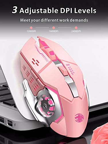 Q85-Rechargeable-Wireless-Gaming-Mouse-24G-LED-Optical-Silent-Wireless-Computer-Mouse-with-4-LED-Light-3-Adjustable-DPI-Ergonomic-Design-Auto-Sleeping-Pink
