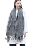 Wander Agio Unisex Scarves Pure Cozy Winter Warm Wrap Ribbed Shawl for Men Women Fall Soft Textured Fashion Solid Scarf Grey 10