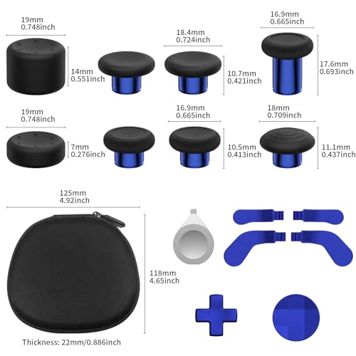 Image of CHARM FOCUS 16-in-1 Metal Thumbsticks Replacement Kits for Xbox Elite Series 2, Xbox Elite 2 Controller Accessories, Includes Magnetic Joysticks, Paddles, Silicone Caps, D-Pads, 1 Tool (Cobalt Blue)