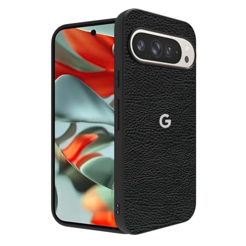 Image of RIGGEAR Sleek Back Cover Case Compatible with Google Pixel 9 Pro XL (TPU+PC | Black Leather)
