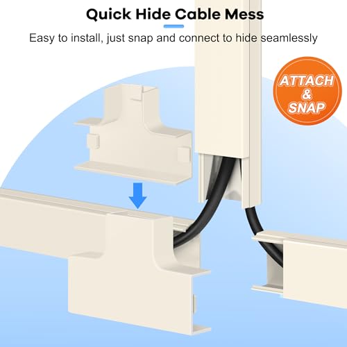 Image of 126in Cord Hider Kit, Wire Hiders for TV on Wall, Paintable Cable Management Kit, Wire Cover for Wall Mount TV, Hide Wires Along Wall, Beige Cord Cover Wall Wire Management, 8xL15.7in W0.95in H0.55in