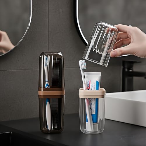 Image of Xmart India Square Transparent Toothbrush Cover Case | Portable Plastic Toothbrush Holder & Anti-Bacterial Tooth Brush Protector | Germ Protection Bathroom Accessory for Home & Travel (Multicolor)