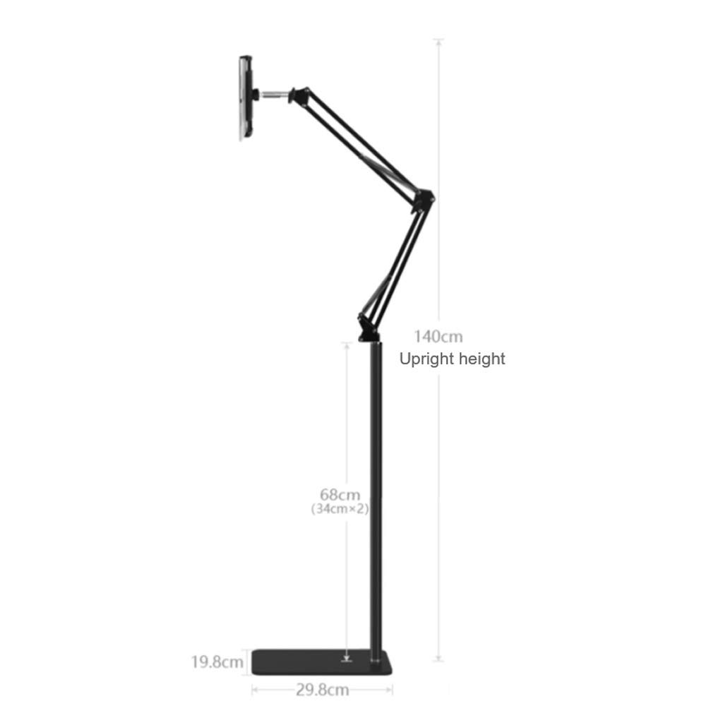 Supporto per tablet, regolabile in altezza, girevole a 360 gradi, supporto per telefono con base in metallo per supporto da letto per smartphone tablet con schermo da 4 ~ 11 pollici, lettore di e-book