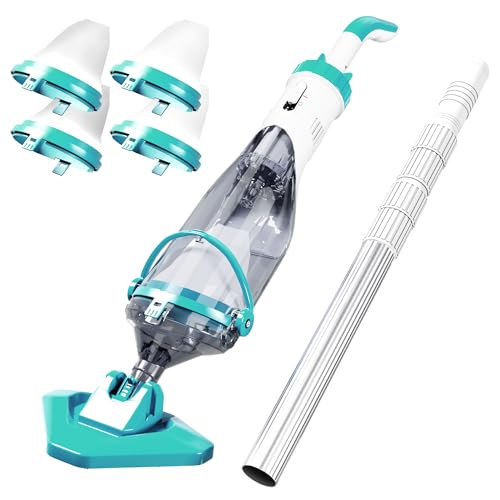 2025Upgraded Cordless Pool Vacuum for Above Ground, Handheld Pool Spa Vacuum Cleaner for Inground Pools Hot Tub, Rechargeable, 60" Extendable Pole, up to 19.5 GPM for Leaves, Debris, Shallow Steps