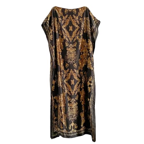Robes caftan pour femmes en soie simulée haut de gamme avec écharpe