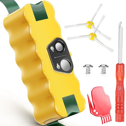 Morpilot Batterie pour iRobot Rumba 500 600 700 800 Séries et R3, Scooba 450 Aspirateur, 14.4V 4500mAh Ni-MH, avec 2 Brosses Latérales