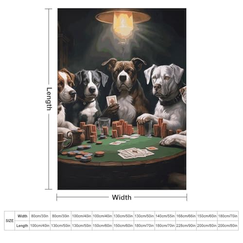 Couverture flanelle imprimé chiens poker : idée cadeau originale lit canapé